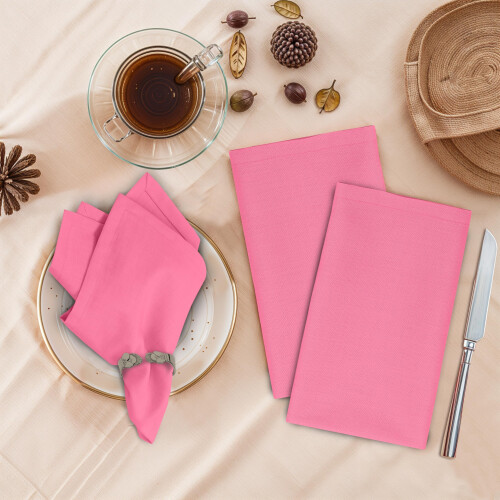 Conjunto de 12 Guardanapos Ruvanti, 18x18 polegadas, 100% Algodão, Laváveis, Macios e Absorventes - Rosa 1