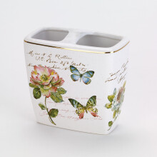 Avanti Linens Porte-brosse dents en cramique, accessoires de salle de bain, dcoration d'intrieur artistique (collection Butterfly Garden)