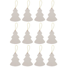 Ornamentos de Cerâmica Prontos para Pintar em Forma de Árvore para Decoração de Natal | Pacote com 12