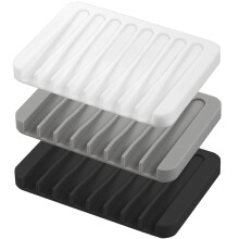 Suportes de Sabão Auto-Dripantes, 3 Pçs de Silicone para Banheiro, Mantém o Sabão Seco (Preto, Branco, G)