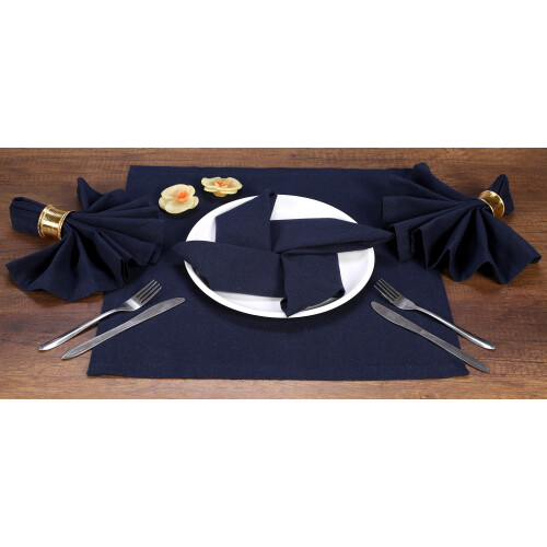Conjunto de 12 Guardanapos de Jantar de Algodão Ramanta Home Azul Marinho | 100% Algodão 18x18 Polegadas 2