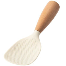Silicone Rice Spoon With Wood Handle Non-Stick Heat Resistant White For Rice Salads Mashed Potatoes