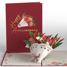 Lovepop tillykke med jubil?umskort | Romantic Roses 3D pop-up kort til kone mand eller par | Unik bryllups- eller bryllupsgave
