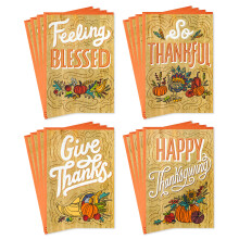Hallmark Thanksgiving-kort-sortiment Rustikke tr?korndesign (16 assorterede kort med konvolutter)