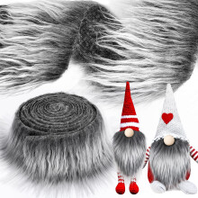 Tatuo 2 x 200 Inch Wit Grijs Neppels Vacht Stof Halloween Fluffy Fuzzy Knutsel