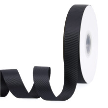 Zwart 1"""" X 50 Yards Effen Kleur Dubbelzijdig Grosgrain Lint voor Geschenken Inpakken Bruiloft Ambachten Haarelastiekjes Bloemen Thuis DIY Decor