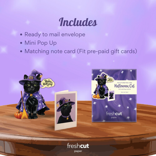 Cartões Pop Up Freshcut Paper, Mini Gato de Halloween, 6 Polegadas 2