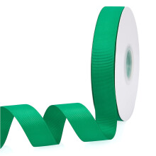 Gr?n 1"""" X 50 Yards ensfarvede dobbeltsidede Grosgrain-b?nd til gaver Indpakning Bryllupsfest H?ndv?rk H?rsl?jfer Blomster Hjem DIY-indretning