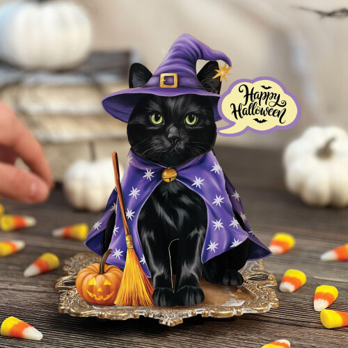 Cartões Pop Up Freshcut Paper, Mini Gato de Halloween, 6 Polegadas 1