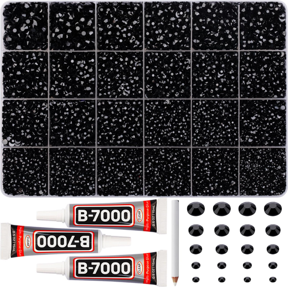 Worthofbest Black 31000Pcs Resin Rhinestones For Bedazzling Bedazzle Gems Flatback Bedazzled Crystals Stones Diamonds Rinstones Flat Back Jewels For Crafting C