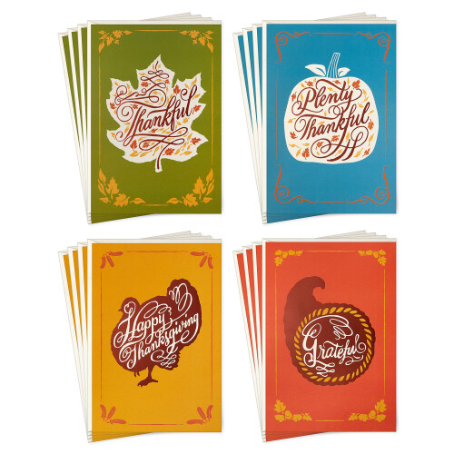 Hallmark Thanksgiving Cards Sortiment Rustik Thanks (16 Assorted Cards med konvolutter)