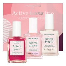 Manucurist Active Icons Trio Coffret cadeau de Nol  Vernis  ongles Active Glow Blueberry Active Shine Active Plump  Renforceur d'ongles  Ver