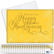 Thanksgiving-kort til virksomheder og familie (skitserede blade) Lyk?nskningskorts?t Pakke med 25 Thanksgiving-kort med konvolutter (5x7 tommer -