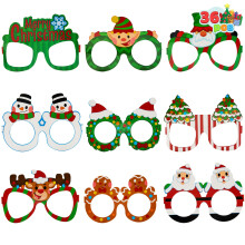 36 Pack Christmas Glasses Frame Costume Eyeglasses Assorted Designs for Christmas Party Supplies Photo Booth and Party Favors (One Size Fits All)