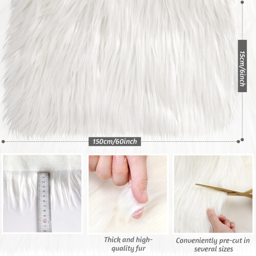 Tatuo 6 x 60 Polegadas Tecido de Pelúcia Branco Falso para Halloween Costura DIY 2