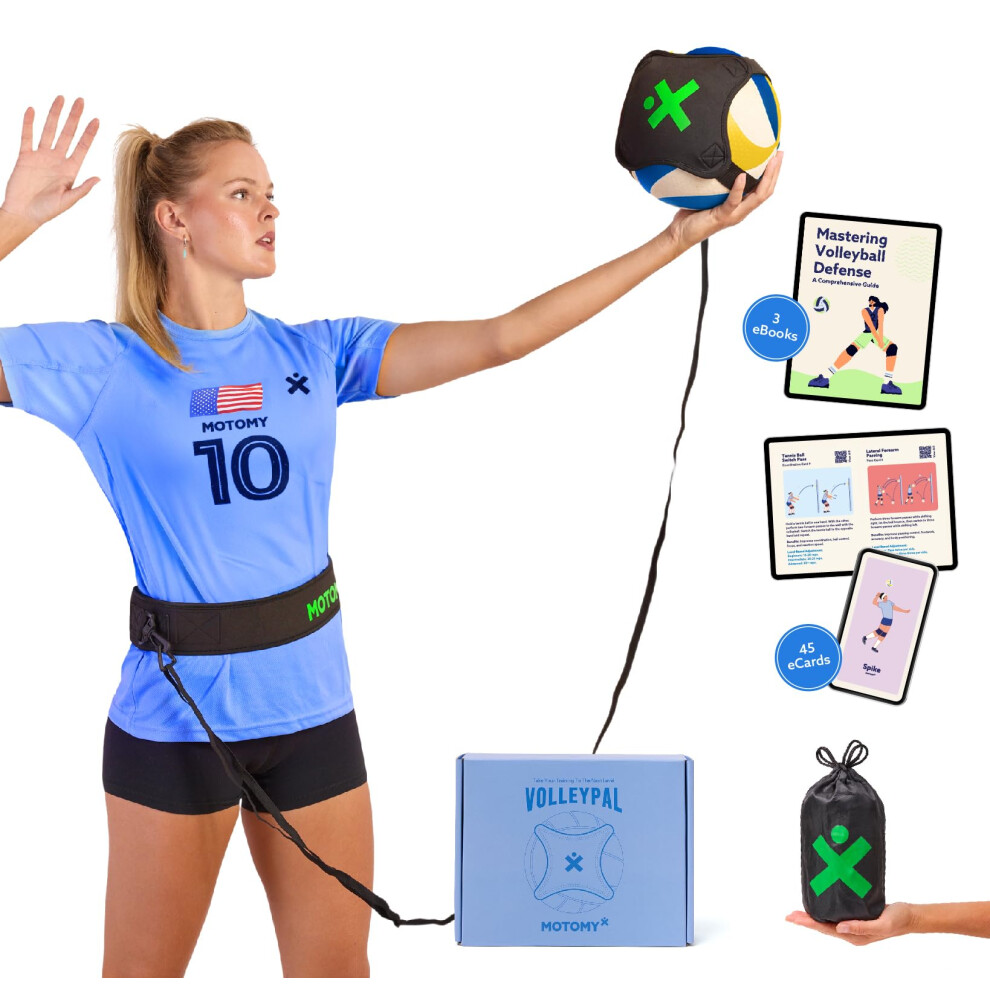 MOTOMY Volleyball Training Equipment Aid VolleyPal - Solo Rebounder Trainer for Serve Spike Set & Pass; Indoor and Outdoor Practice Gear Gifts for-image-OPC-PMMJH2R-NEW