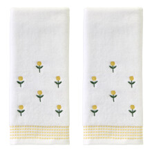 SKL Home Ensemble de 2 serviettes main fleurs dcales pour bain/cuisine/bar et cadeau blanc