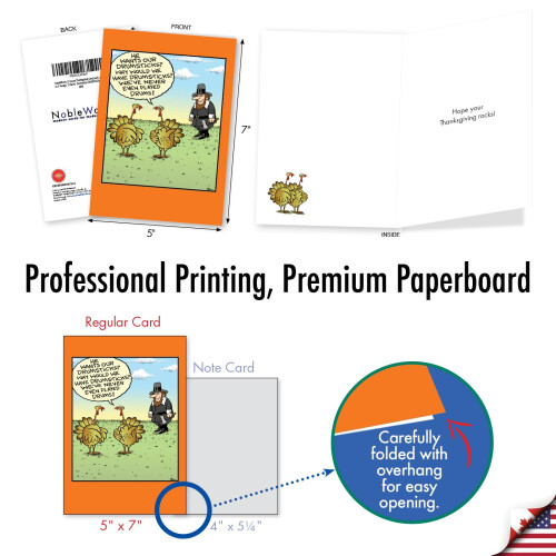 NobleWorks 12 Cartões Engraçados de Ação de Graças c/ Envelopes 5 x 7 Polegadas (1 Design, 12 Cada) 2