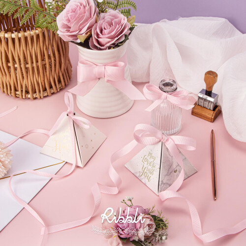 Fita de Gorgorão Rosa Pérola Ribbli, 1/4 polegadas x 50 Jardas Contínuas, Para Laços, Acessórios de Cabelo, Embalagem de Presentes 2