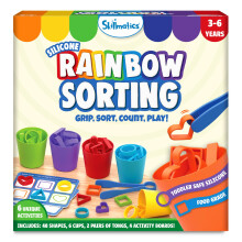 Jogo de Classificação em Silicone Arco-Íris - Brinquedo Educativo, Diversão Natalina, Habilidades de Contagem e Sequência