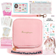 Essential First Period Kit for Girls 10-12 | Period Bags for Teen Girls for School | First Period Gift with Sanitary Pad Storage Bag Wipes Period T