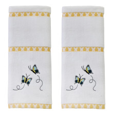 SKL Home Dancing Butterflies Lot de 2 serviettes main pour bain/cuisine/bar et cadeau Blanc