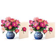 Freshcut Paper Pop Up Kaarten, Mini Peony Paradise (Set van 2), 6 Inch Mini Gouden Bloem Bouquet 3D Kaarten