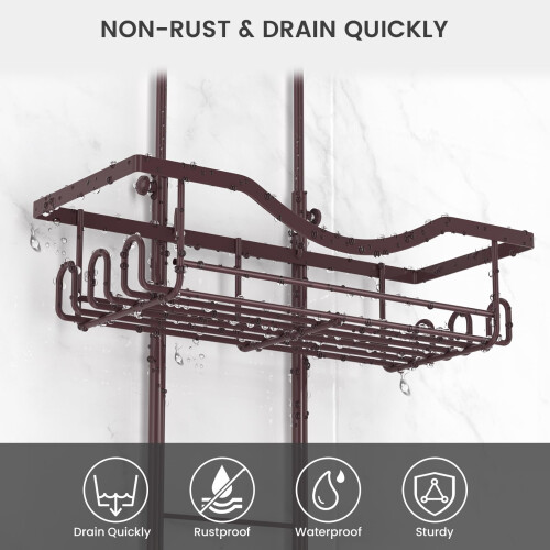 Cesta de Chuveiro REINHARDT Ajustável, Comprimento Ampliado, Cesta Antirrust 2