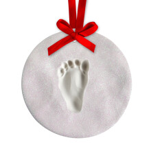 Ornement Babyprints Glitter Tiny Ideas, Souvenir de Noël, Kit empreinte main ou pied nouveau-né