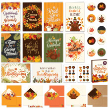 Decoratief 40-pack verijdelde en glitterende 4x6in Happy Thanksgiving-kaarten met enveloppen en stickers 10 charmante ontwerpen Thanksgiving-kaarten