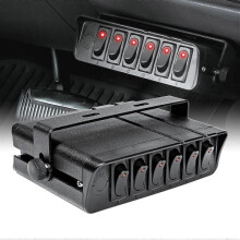 6-Gang 12V Rocker Switch Box [40 Amp Max.] [12 AWG Wires][12 Volt DC] SPST On/Off Rocker Toggle Switch Panel Box for Auto Automotive Lights Car Marine
