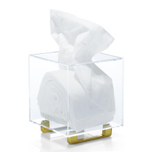 YoBa Dikke Zwarte Acryl Tissue Box Houder Vierkante Tissue Box Dispenser met Vergulde Aluminium Poten voor Badkamer Keuken Slaapkamer Kantoor Hotel e