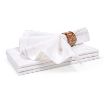 Ramanta Home Lot de 4 serviettes de table en tissu blanc de 50,8 x 50,8 cm, en coton et lin de qualit suprieure, ajoures, douces, durables, la