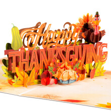 Paper Love Frndly 3D Happy Thanksgiving Pop Up-kort h?ndlavet - 100 % genbrugt og milj?venligt 8"""" x 6"""" cover - med aftageligt notem?rke