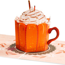 Frndly by PaperLove Thanksgiving-Karte | Pumpkin Spice Latte 3D-Pop-Up-Gruίkarte fόr Herbst, Gute Besserung, Halloween, Geburtstag | fόr ihre Mut