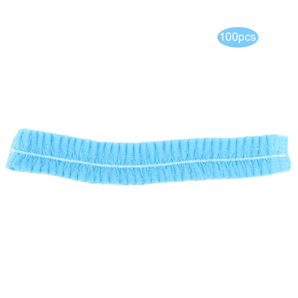 Blue 100Pcs Non Woven Pleated Shower Hat For Bath Spa