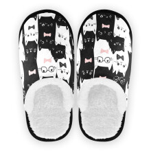 Zwarte Katten Spa Slippers Kitty Huisslippers Geheugenfoam Slippers Binnen Buiten Antislip Schoenen M voor Mannen Vrouwen