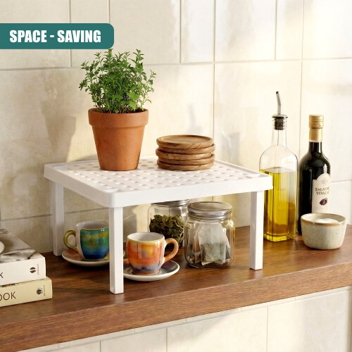 GEEZY Stackable Insert Shelf Kitchen Cabinet Storage Organiser Rack Stand 2