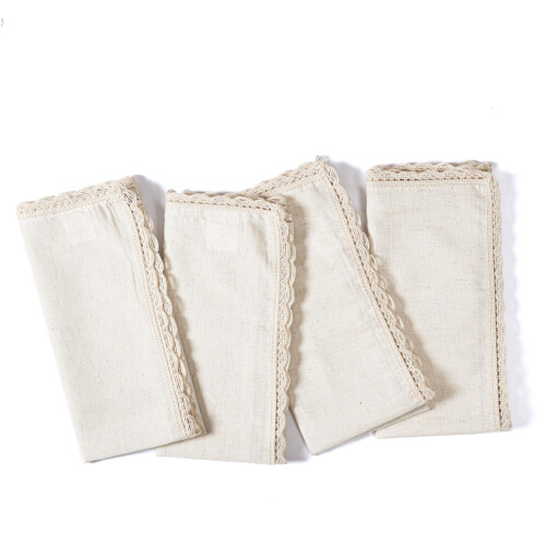 Conjunto de 4 Guardanapos de Algodão Natural Ramanta Home 20X20 Polegadas