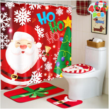 JOYIN 4 ks Vnocn sada do koupelny se sprchovm zvesem Vana Koberec Kryt na vko WC Koberec a hcky ve tvaru U Vnocn vzdoba do koupelny Santa Cl