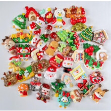 Kerstharsversieringen 40 stuks verschillende stijlen Kerstboom Kerstman Sneeuwpop Geschenkdoos Ontwerp Hars Plakstenen voor DIY Crafting Telefoonhoes