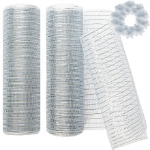 2 rullar Christmas Mesh Band 10 tum 30ft Metallic Folie Deco Mesh Band fr Krans Julgran Thanksgiving Hst Halloween Dekorativt Mesh Tyg Silver