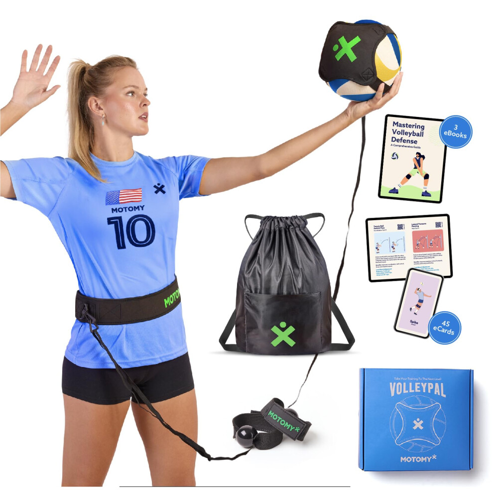 MOTOMY Volleyball Training Equipment Aid VolleyPal - Solo Rebounder Trainer for Serve Spike Set & Pass; Indoor and Outdoor Practice Gear Gifts for-image-OPC-PMMJKVM-NEW
