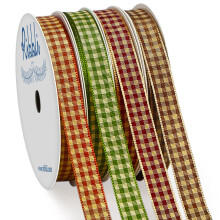 Fita Ribbli Gingham de Outono, Coleção Especial de 4 Rolos, 3/8 Polegadas Total 40 Jardas, Fita Plaid para Artesanato