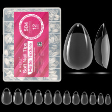 AIMEILI Unhas Postiças Curtas em Amêndoa, 504pcs Dicas de Unhas de Gel Acrílico Pré-formadas para Extensão