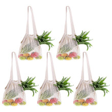 Ahyuan Ecology Lot de 5 sacs d'picerie rutilisables en maille de coton, longs, portables, lavables, en maille de coton, sac de courses, sacs de
