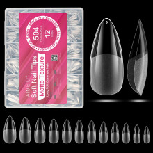 AIMEILI Lange stiletto acryl nageltips Nepnagels Voorvorm 504 stuks Ronde zachte gelnageltips Druk op nagels voor volledige dekking Kunstnagels 12 ma