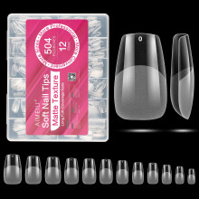 AIMEILI Unhas Falsas Curtas Quadradas 504pcs Unhas Press-on Pré-formadas Meio Foscas para Cobertura Completa