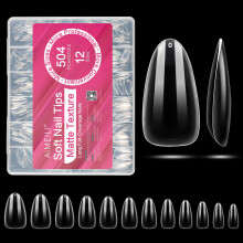 AIMEILI Medium stiletto nageltips 504 stuks Half Cover Korte gelnageltips Heldere nepnagels voor nagelverlenging DIY nagelsalon 12 maten