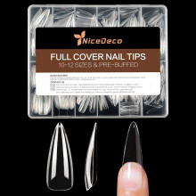 Nicedeco Gelnageltips Lange stiletto-vormnagels 504 stuks Heldere zachte tips Volledige dekking Kunstnagels voor gelnagelverlengingen Druk op nagels